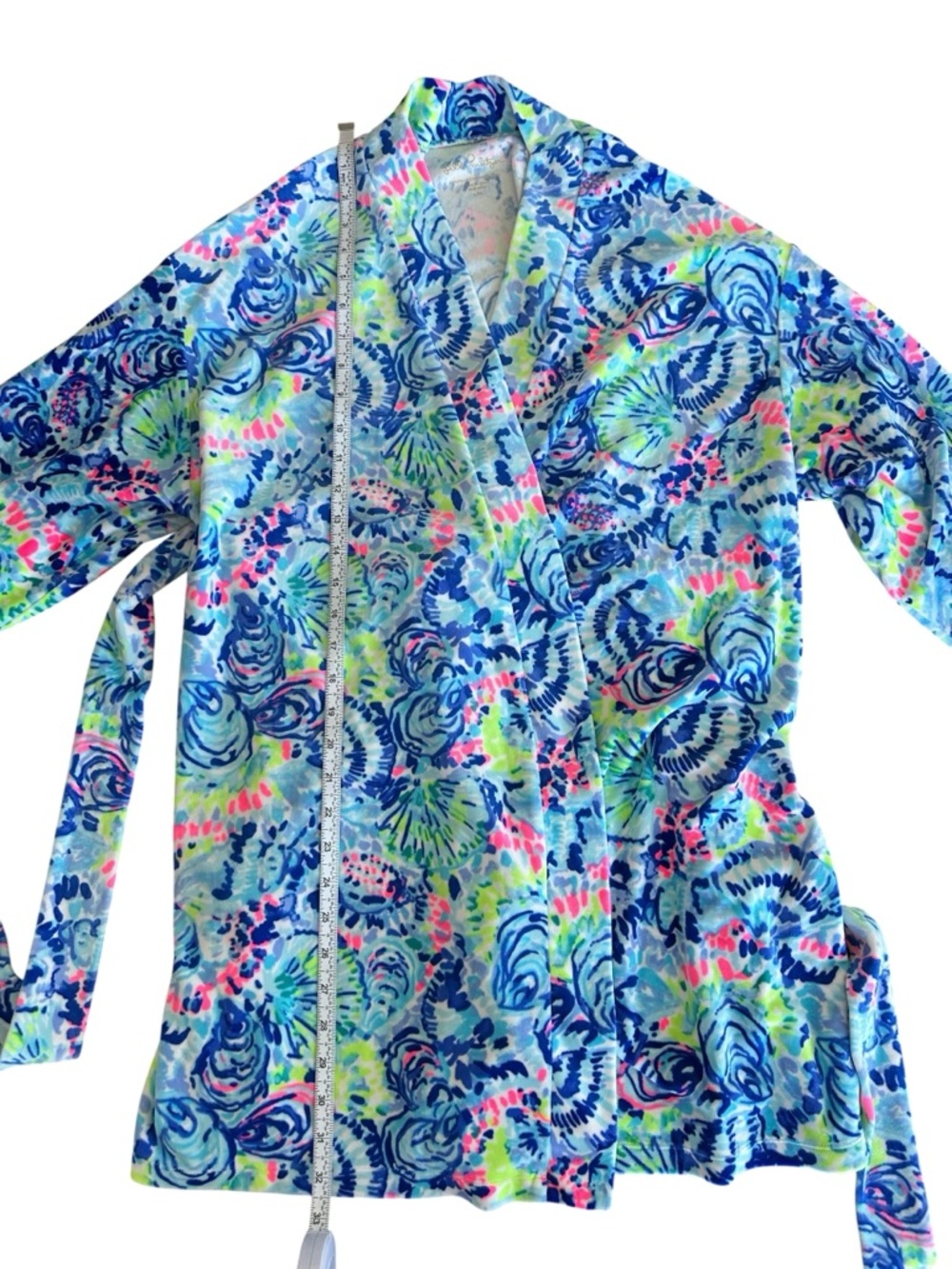 Lilly Pulitzer Elaine Plush Short Velour Robe Ocean Commotion Print Size L / XL - Picture 4 of 9